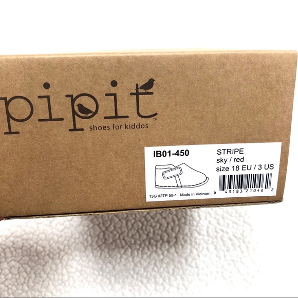 Pipit Suede Stripe Baby Shoes Sky-Red Size 3 - Picture 9 of 11